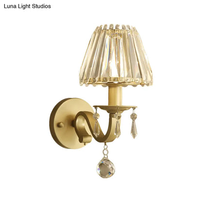 DecorBites™ Modern Style Black/Gold Finish Crystal Shade Wall Sconce for Living Room