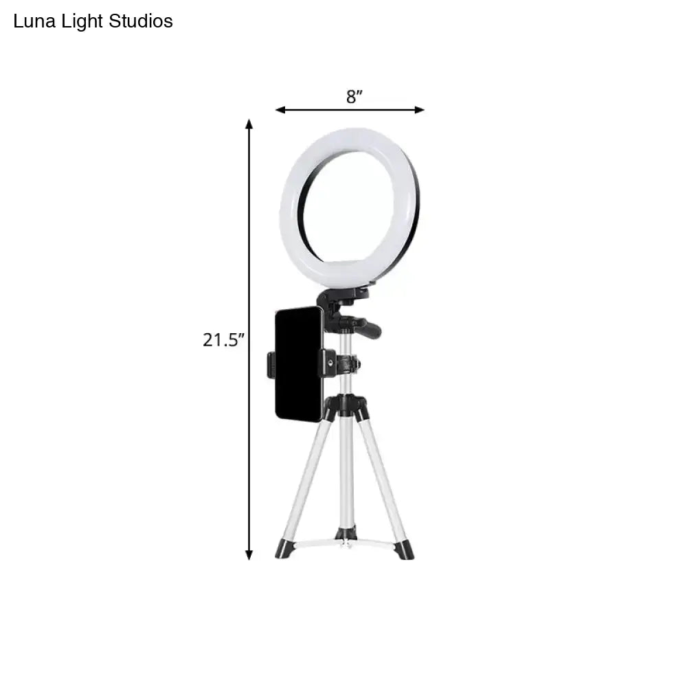 Modern style black & silver led ring flash light with tripod office