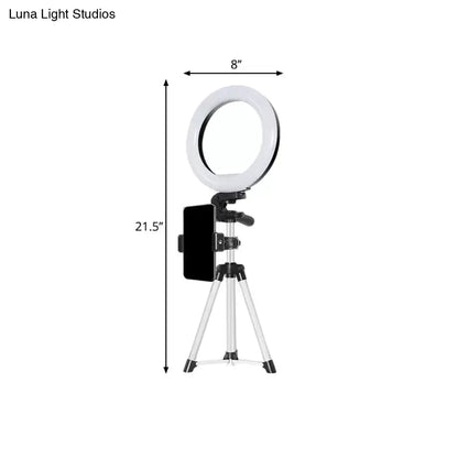 Modern style black & silver led ring flash light with tripod office