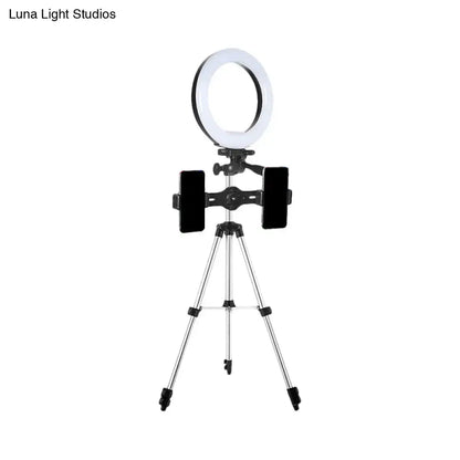 Modern style black & silver led ring flash light with tripod office