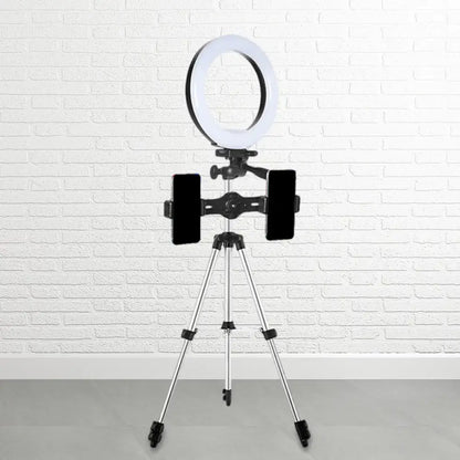 Modern style black & silver led ring flash light with tripod office