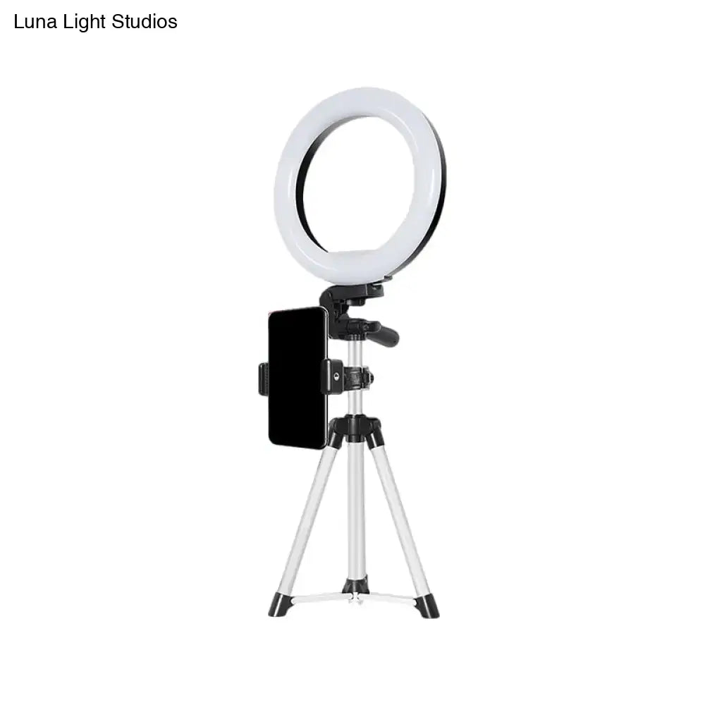 Modern style black & silver led ring flash light with tripod office