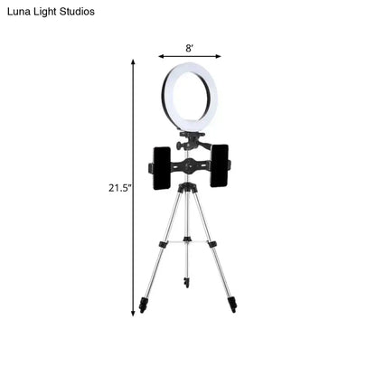 Modern style black & silver led ring flash light with tripod office