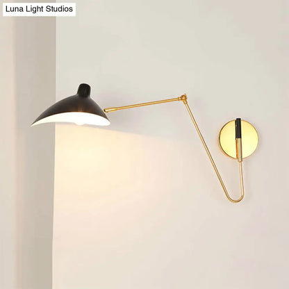DecorBites™ Modern Style Duckbill Shade Wall Lamp with Metallic Finish, Black Sconce Lighting – Straight/Curved Arm