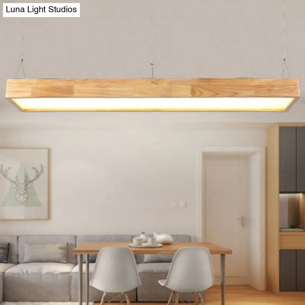 DecorBites™ Modern Style LED Wooden Island Ceiling Light Fixture - Wood Rectangle Design