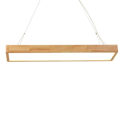 DecorBites™ Modern Style LED Wooden Island Ceiling Light Fixture - Wood Rectangle Design