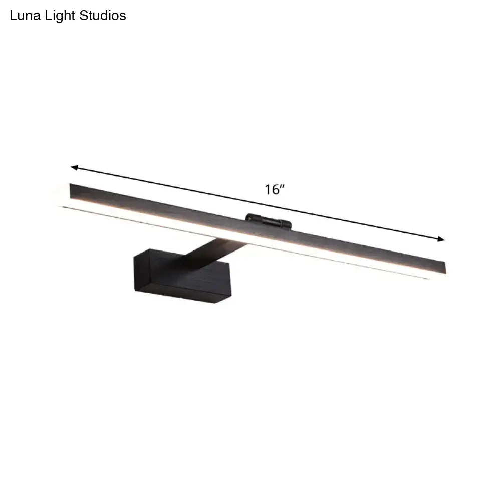 Modern style slender black led vanity light bathroom warm white glow