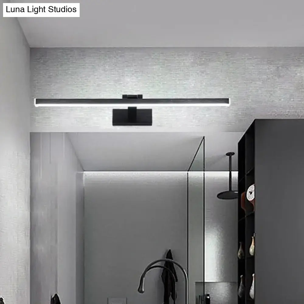 Modern style slender black led vanity light bathroom warm white glow