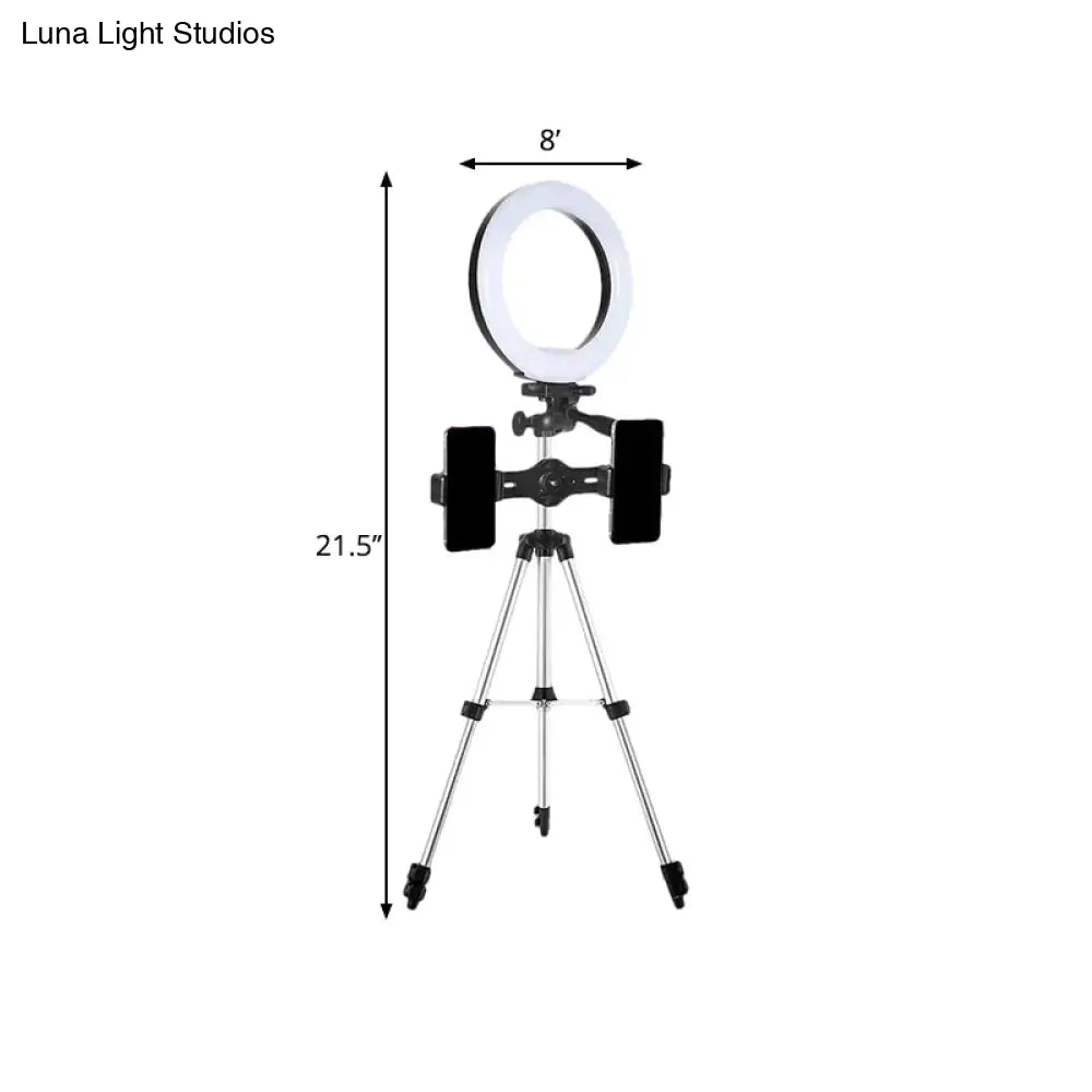 DecorBites™ Modern Style USB LED Fill Flash Light with Tripod Design - Circle Metallic Vanity Lighting (Black)