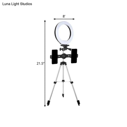 DecorBites™ Modern Style USB LED Fill Flash Light with Tripod Design - Circle Metallic Vanity Lighting (Black)