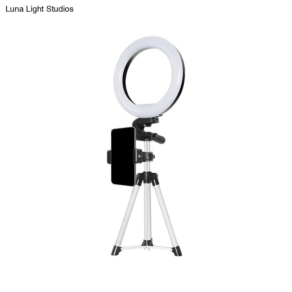 DecorBites™ Modern Style USB LED Fill Flash Light with Tripod Design - Circle Metallic Vanity Lighting (Black)