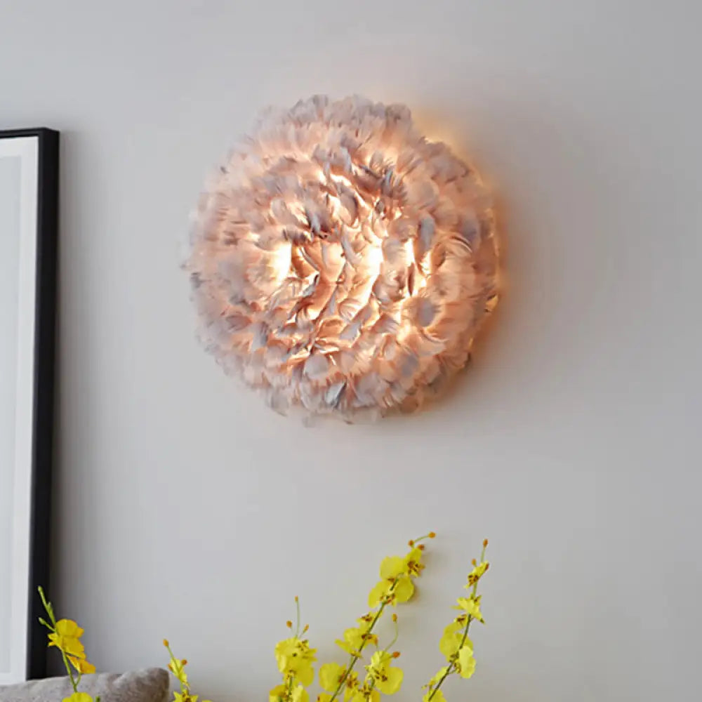 DecorBites™ Modern Stylish Feather Wall Light - Blooming Grey/White Sconce Lighting for Sitting Room
