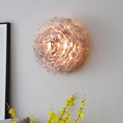 DecorBites™ Modern Stylish Feather Wall Light - Blooming Grey/White Sconce Lighting for Sitting Room