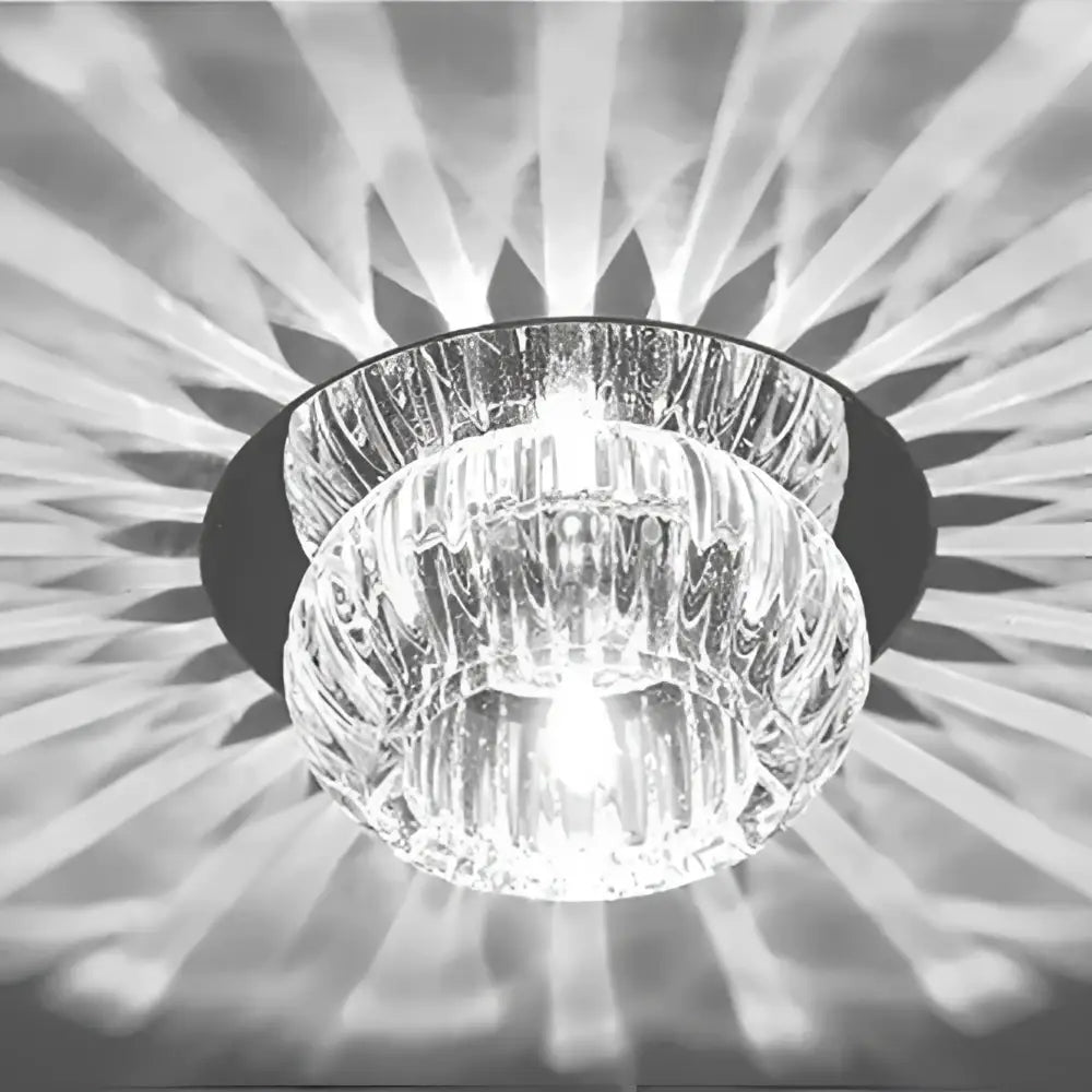Modern sunburst crystal led flush mount ceiling light for living room
