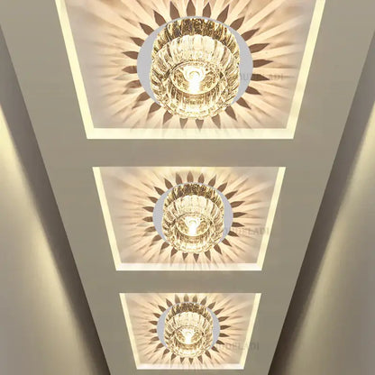 Modern sunburst crystal led flush mount ceiling light for living room