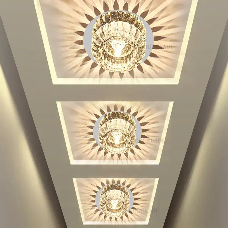 Modern sunburst crystal led flush mount ceiling light for living room