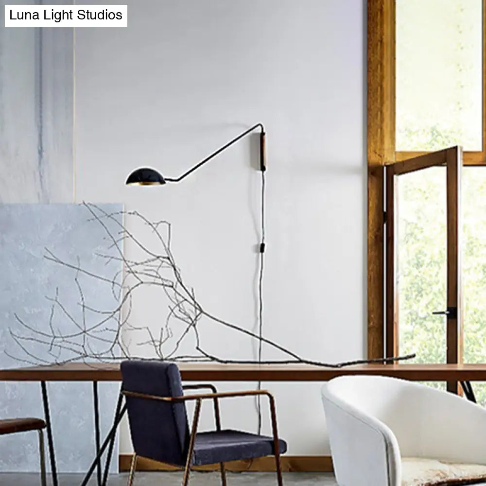 DecorBites™ Modern Swing Arm Bedside Wall Lamp with Metal Dome Shade