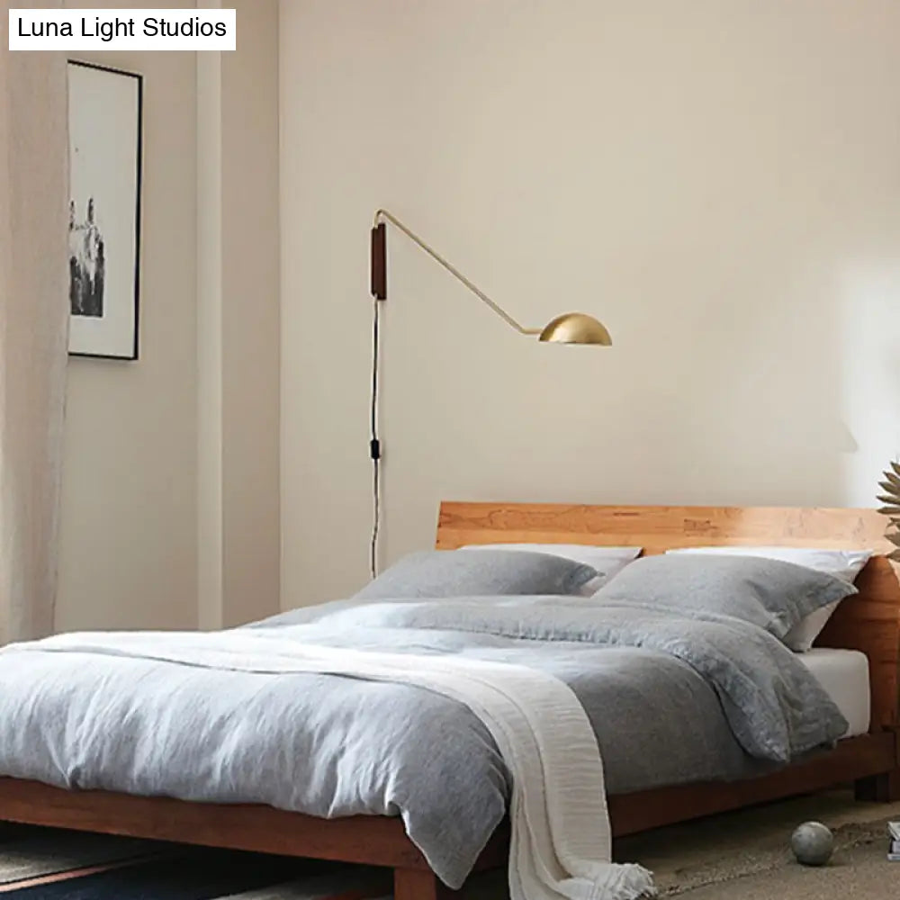 DecorBites™ Modern Swing Arm Bedside Wall Lamp with Metal Dome Shade