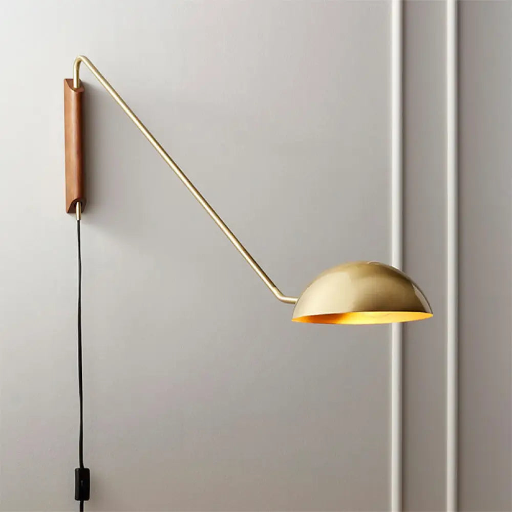 DecorBites™ Modern Swing Arm Bedside Wall Lamp with Metal Dome Shade
