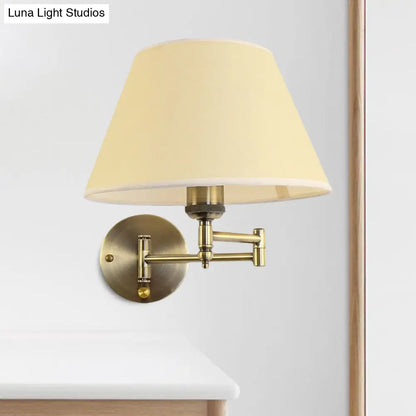 DecorBites™ Modern Swing Arm Paper Wall Mount Lamp with Shade - 1 Light White/Beige Sconce for Living Room