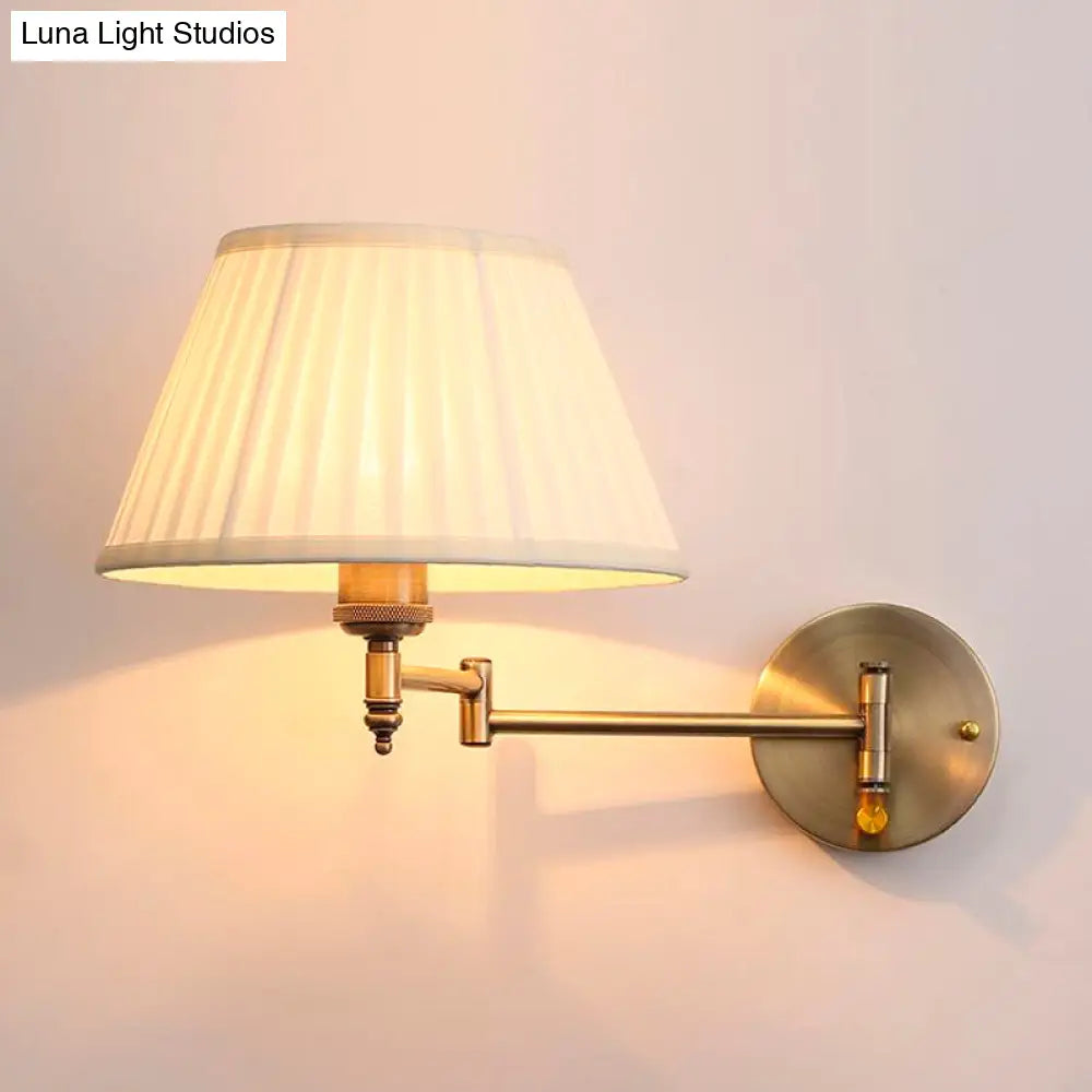 DecorBites™ Modern Swing Arm Paper Wall Mount Lamp with Shade - 1 Light White/Beige Sconce for Living Room
