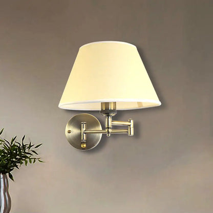 DecorBites™ Modern Swing Arm Paper Wall Mount Lamp with Shade - 1 Light White/Beige Sconce for Living Room