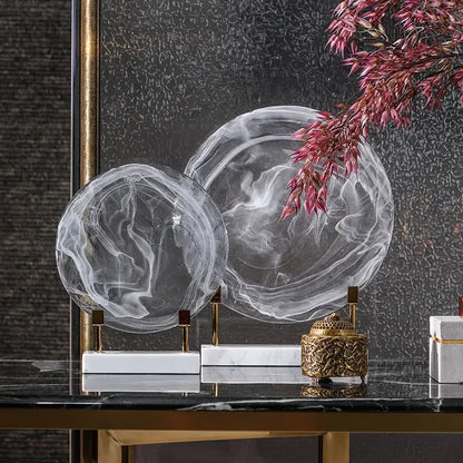 Modern swirling glass geometric disk figurines living room decor