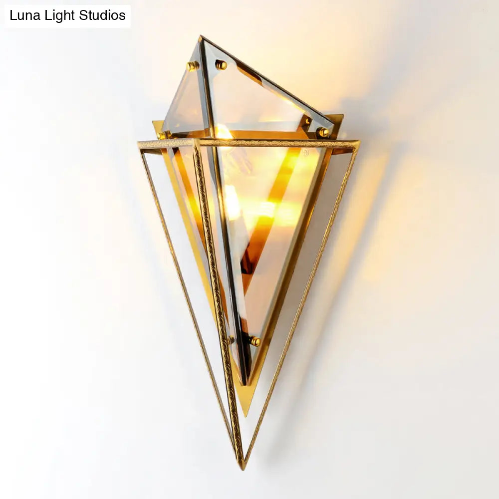 DecorBites™ Modern Tapered Wall Sconce with Amber Glass - 2 Heads Living Room Light Fixture
