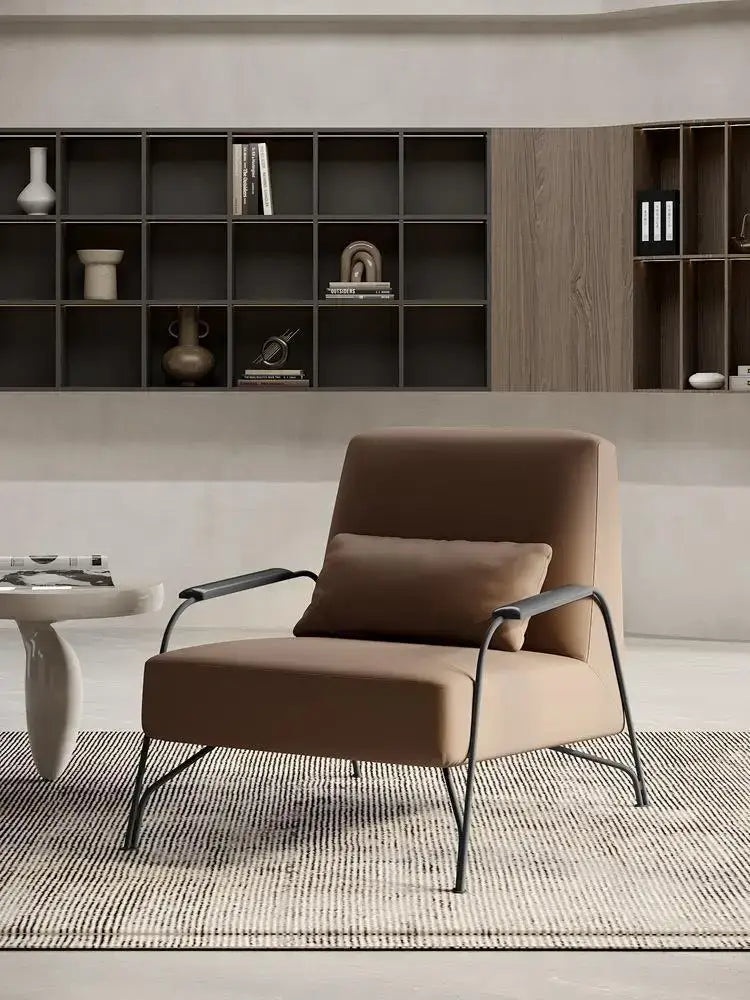 Modern taupe italian style single sofa chair living room armchair