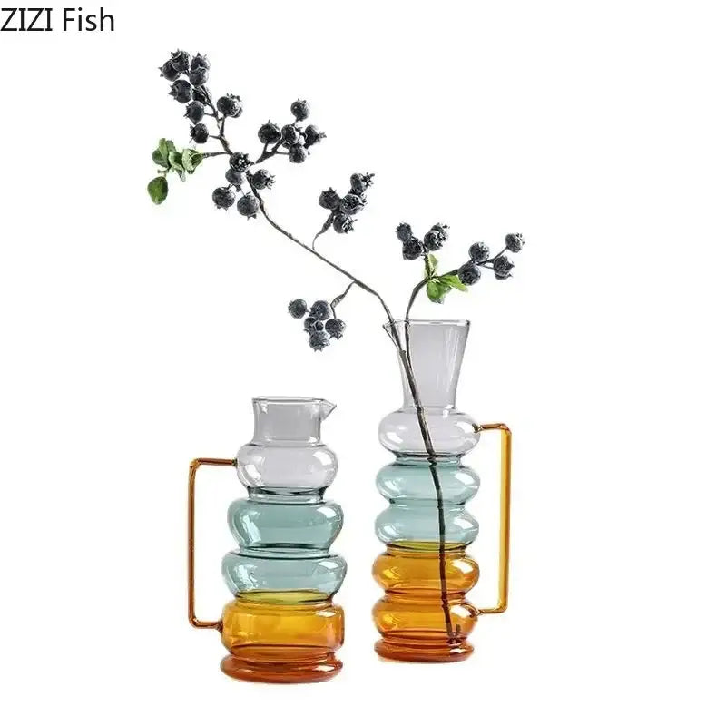 Modern teal amber bubble glass vase living room hydroponics pot