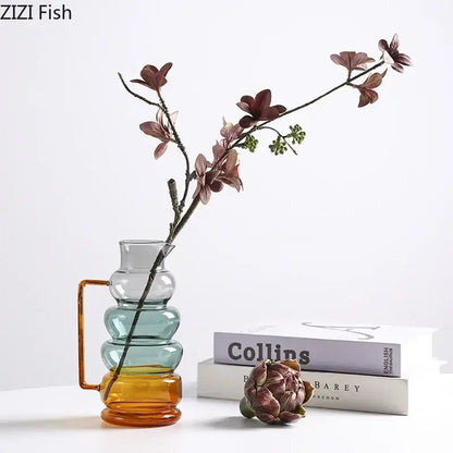 Modern teal amber bubble glass vase living room hydroponics pot