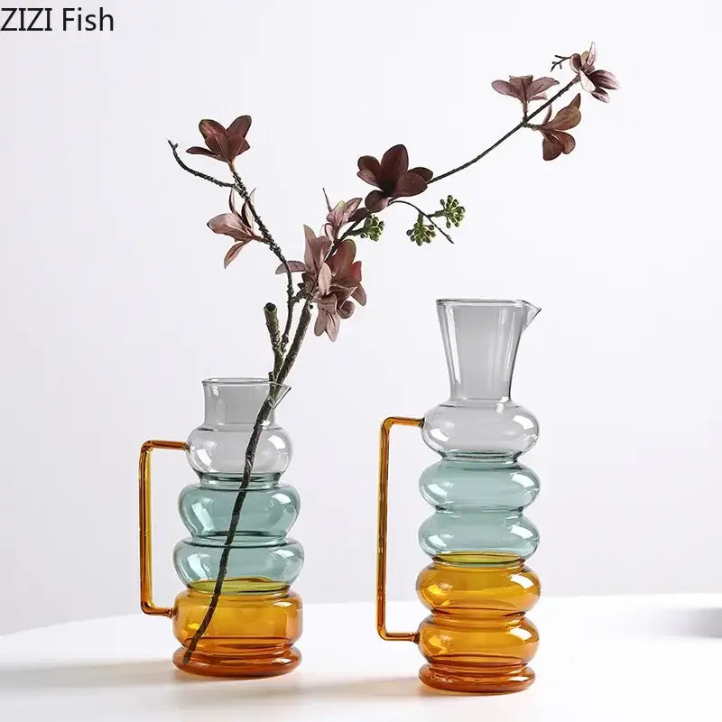 Modern teal amber bubble glass vase living room hydroponics pot