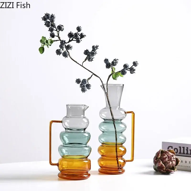 Modern teal amber bubble glass vase living room hydroponics pot