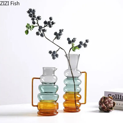 Modern teal amber bubble glass vase living room hydroponics pot