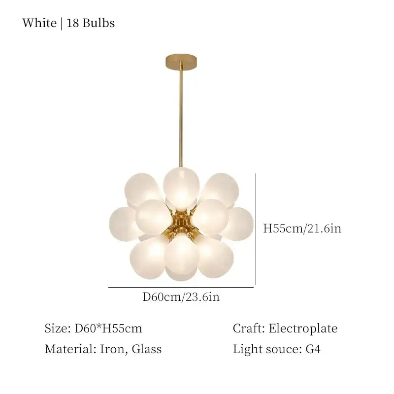 Modern teal and brass glass bubble chandelier living room pendant light