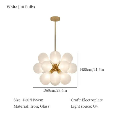 Modern teal and brass glass bubble chandelier living room pendant light