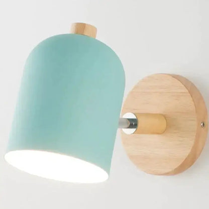 Modern teal and wood wall lamp bedroom sconce