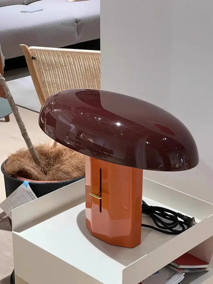 Modern teal & burgundy designer mushroom floor lamp living room