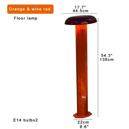 Modern teal & burgundy designer mushroom floor lamp living room