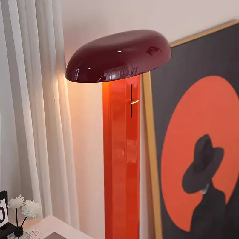 Modern teal & burgundy designer mushroom floor lamp living room