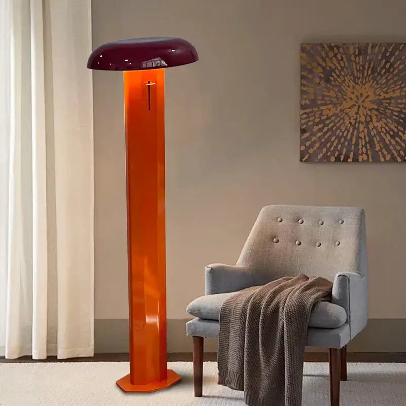 Modern teal & burgundy designer mushroom floor lamp living room