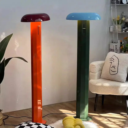 Modern teal & burgundy designer mushroom floor lamp living room