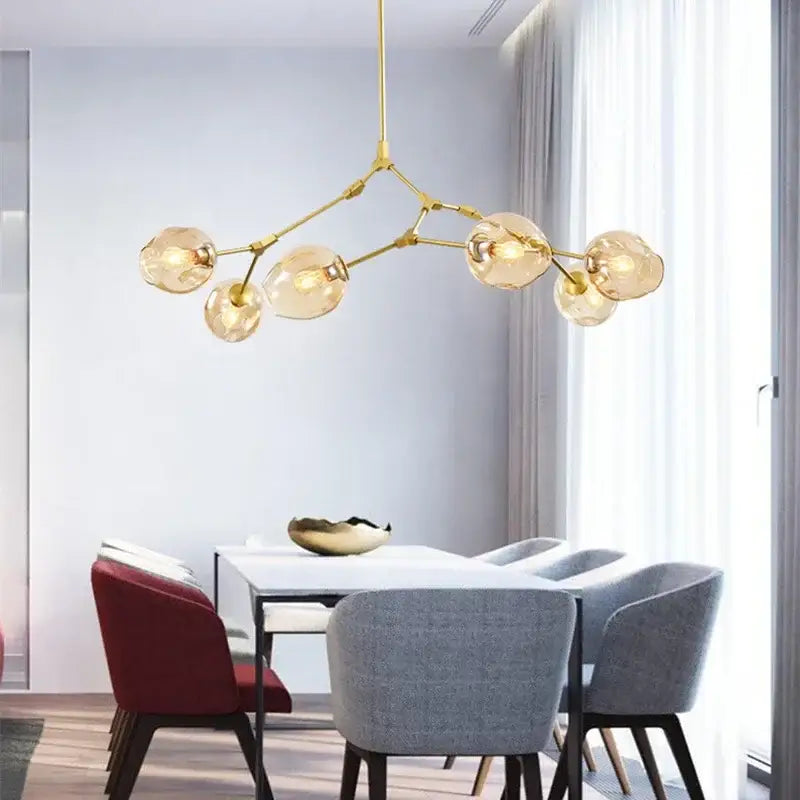 Modern teal glass branch ceiling chandelier dining room light