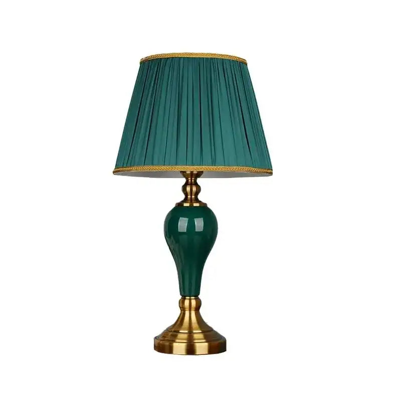 Modern teal green ceramic table lamp for bedroom and living room