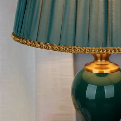 Modern teal green ceramic table lamp for bedroom and living room