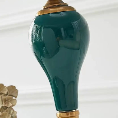 Modern teal green ceramic table lamp for bedroom and living room