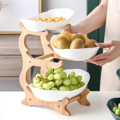 Modern teal & white ceramic layer table plates dining room fruit stand