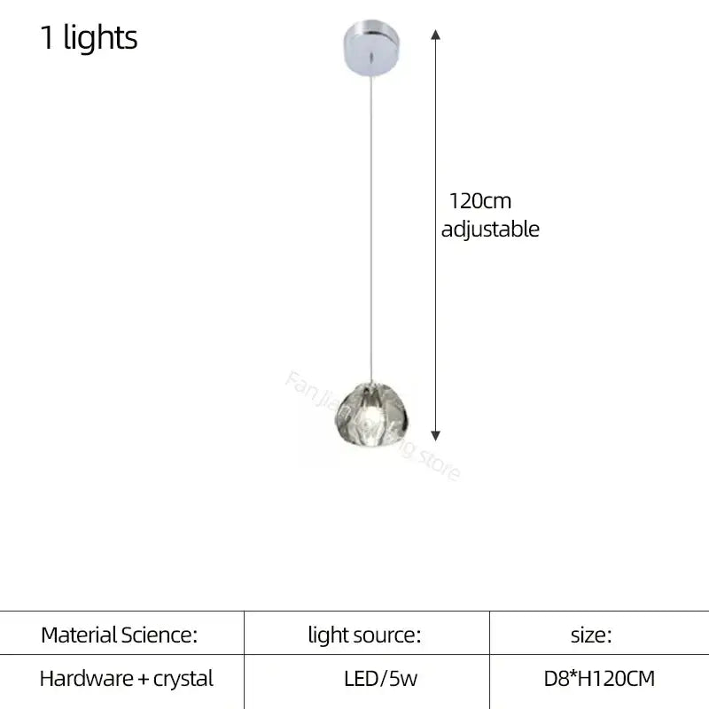 Modern teardrop crystal led chandelier living room pendant light