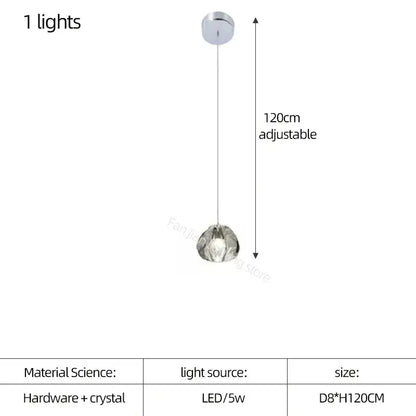Modern teardrop crystal led chandelier living room pendant light
