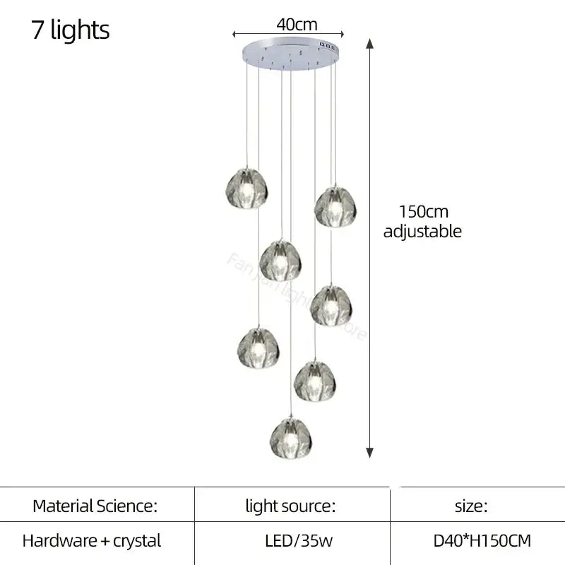 Modern teardrop crystal led chandelier living room pendant light